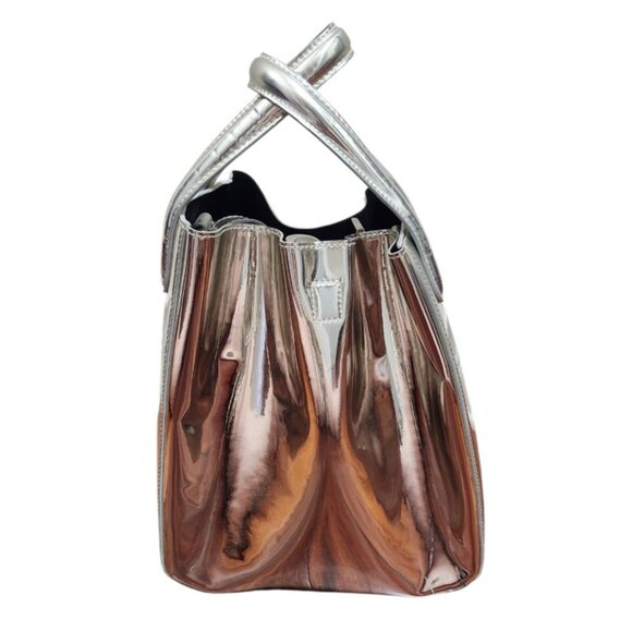 X NIHILO Silver Metallic Tote Bag Crossbody Purse Structured Modern Designer - Picture 11 of 16